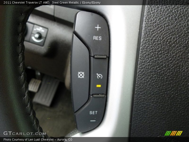 Steel Green Metallic / Ebony/Ebony 2011 Chevrolet Traverse LT AWD