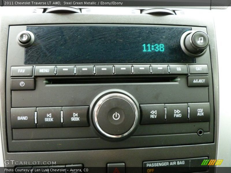 Steel Green Metallic / Ebony/Ebony 2011 Chevrolet Traverse LT AWD
