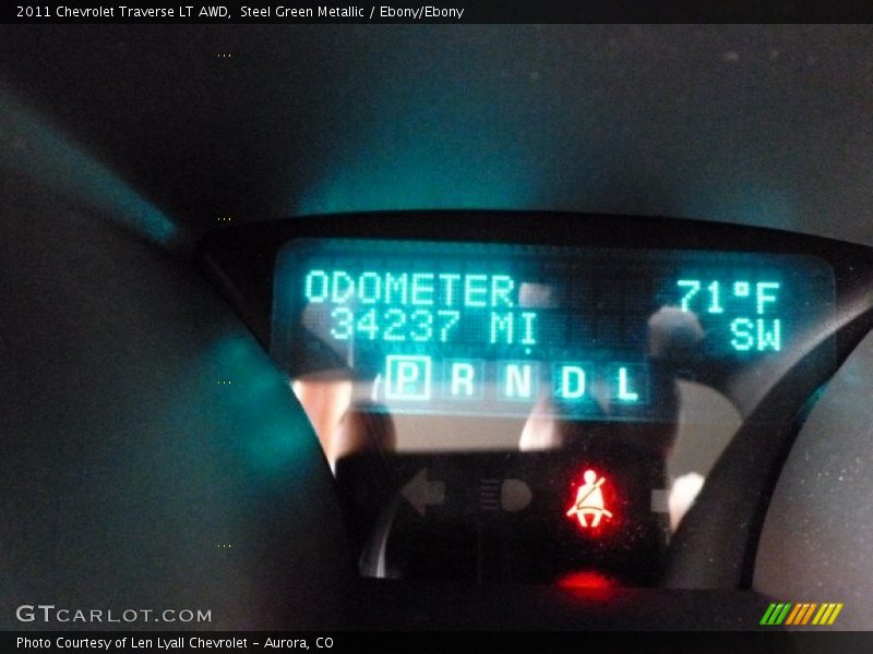 Steel Green Metallic / Ebony/Ebony 2011 Chevrolet Traverse LT AWD