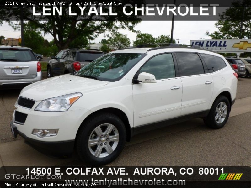 White / Dark Gray/Light Gray 2011 Chevrolet Traverse LT AWD