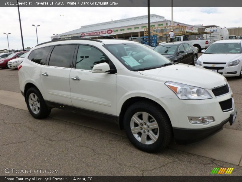 White / Dark Gray/Light Gray 2011 Chevrolet Traverse LT AWD