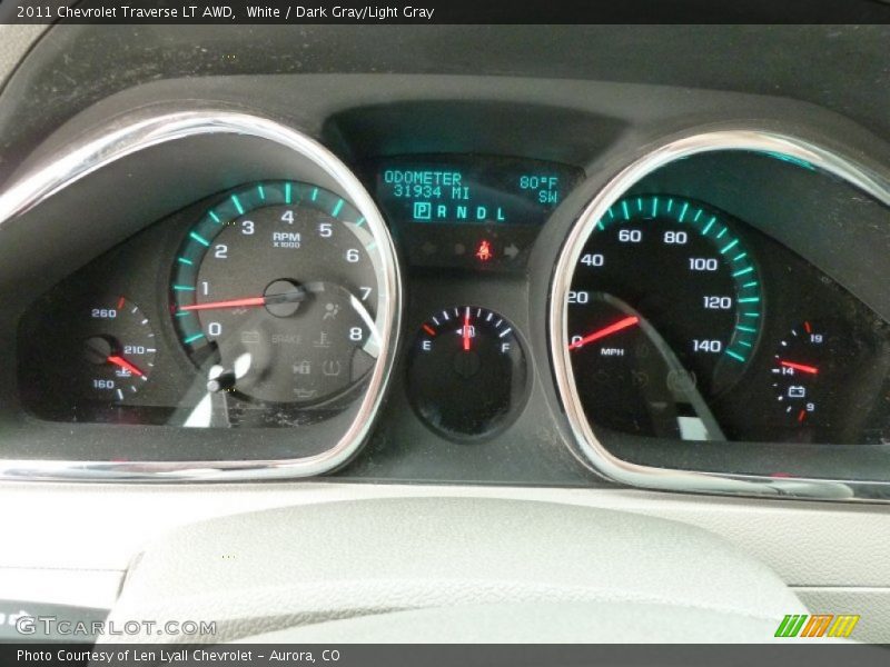 White / Dark Gray/Light Gray 2011 Chevrolet Traverse LT AWD