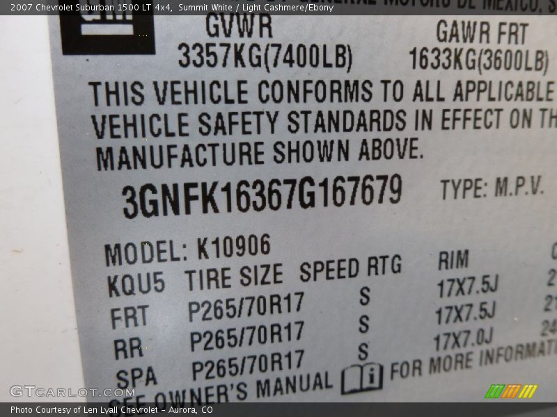 Summit White / Light Cashmere/Ebony 2007 Chevrolet Suburban 1500 LT 4x4