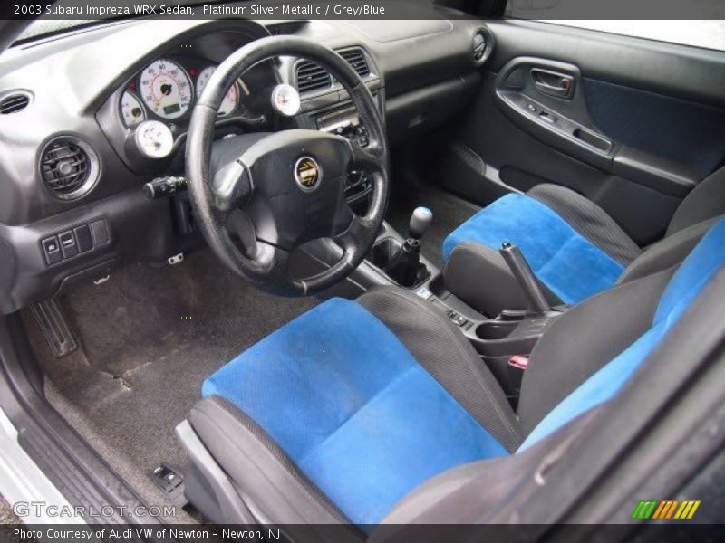 Platinum Silver Metallic / Grey/Blue 2003 Subaru Impreza WRX Sedan