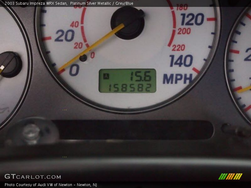 Platinum Silver Metallic / Grey/Blue 2003 Subaru Impreza WRX Sedan