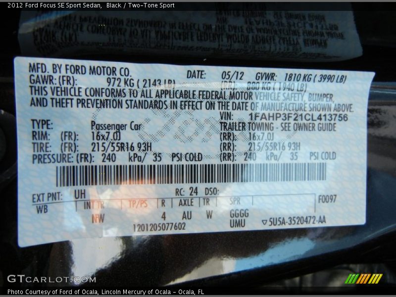 Black / Two-Tone Sport 2012 Ford Focus SE Sport Sedan