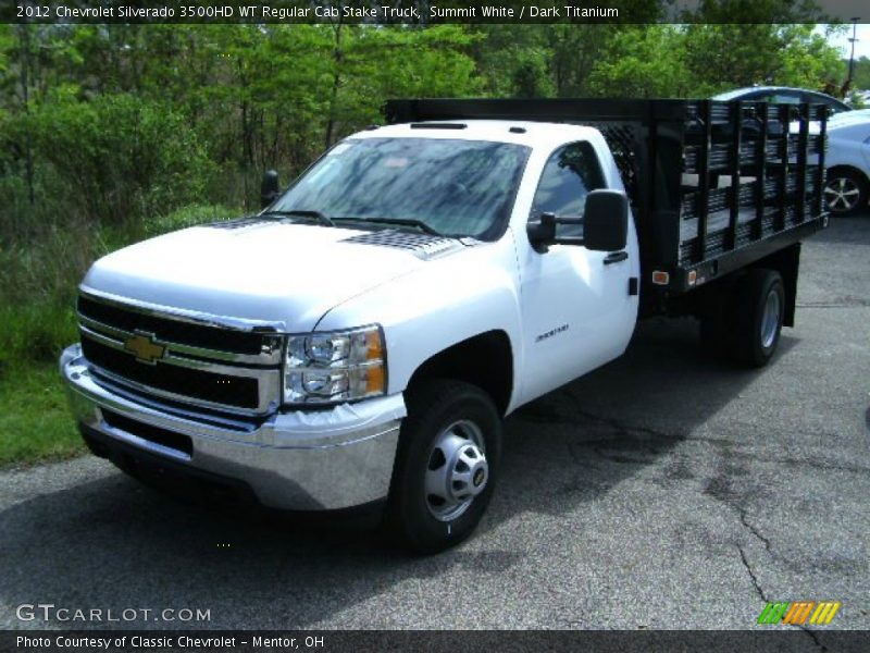 Summit White / Dark Titanium 2012 Chevrolet Silverado 3500HD WT Regular Cab Stake Truck