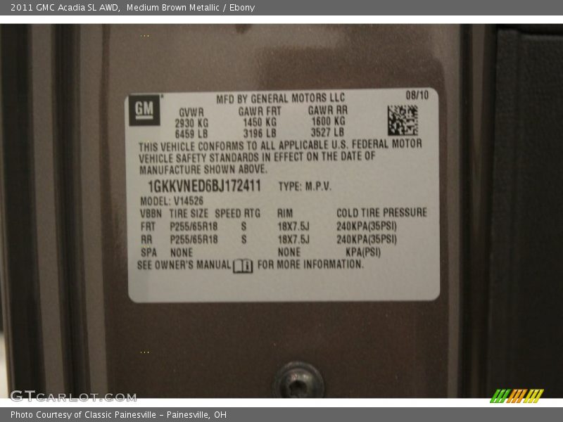 Medium Brown Metallic / Ebony 2011 GMC Acadia SL AWD