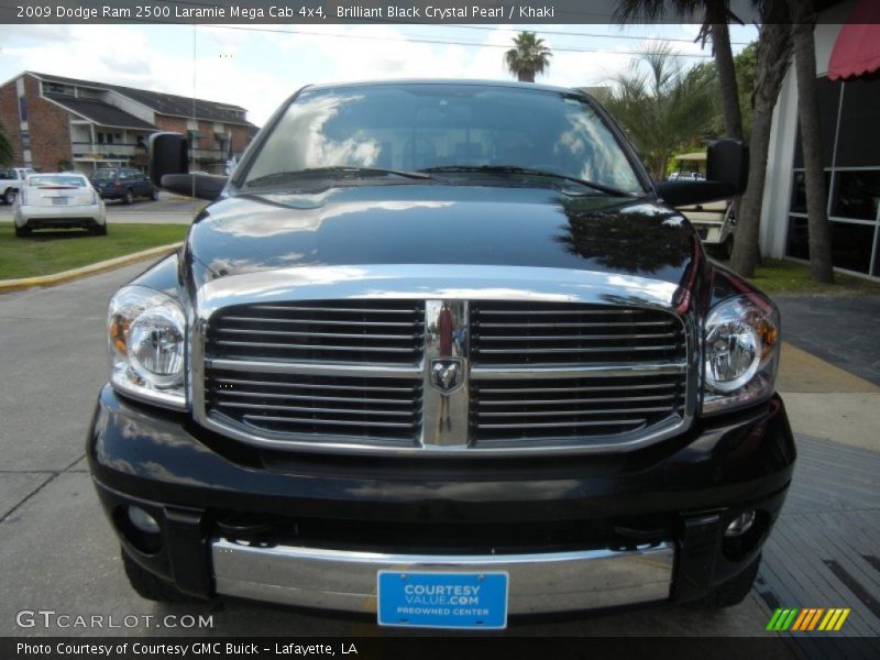 Brilliant Black Crystal Pearl / Khaki 2009 Dodge Ram 2500 Laramie Mega Cab 4x4