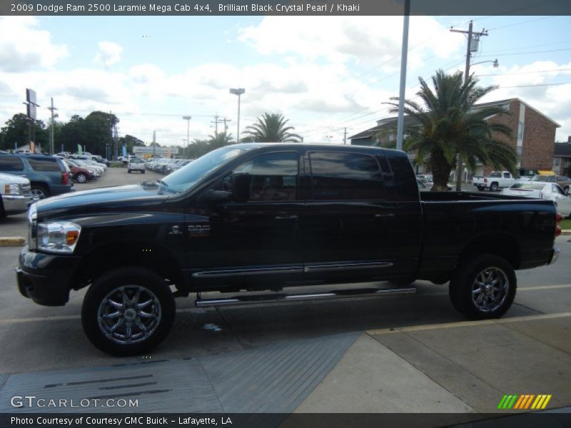 Brilliant Black Crystal Pearl / Khaki 2009 Dodge Ram 2500 Laramie Mega Cab 4x4