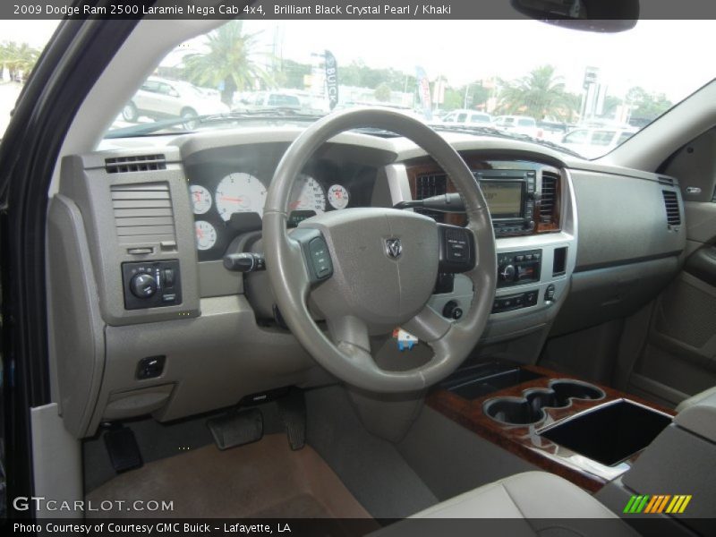 Brilliant Black Crystal Pearl / Khaki 2009 Dodge Ram 2500 Laramie Mega Cab 4x4