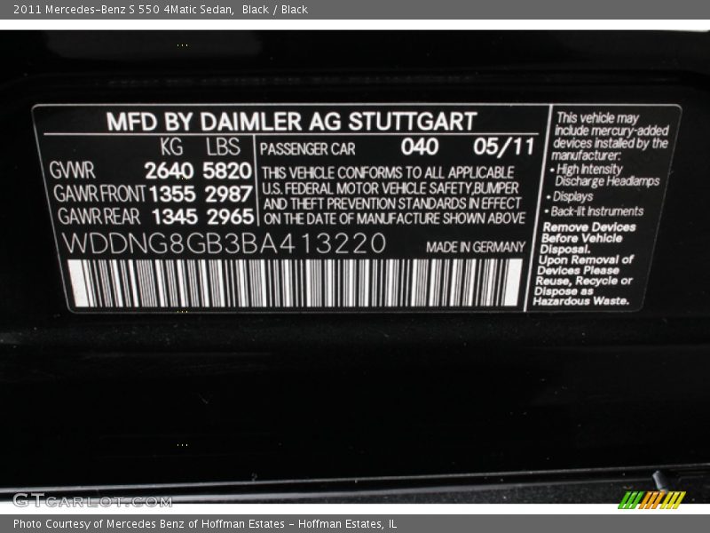 Black / Black 2011 Mercedes-Benz S 550 4Matic Sedan