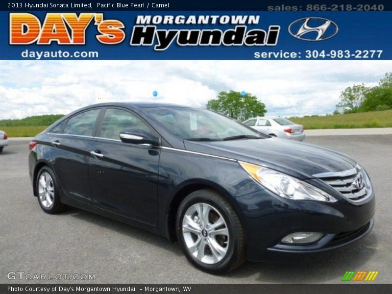 Pacific Blue Pearl / Camel 2013 Hyundai Sonata Limited