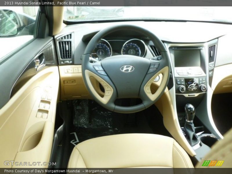 Pacific Blue Pearl / Camel 2013 Hyundai Sonata Limited