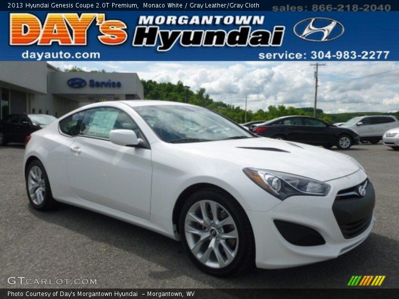 Monaco White / Gray Leather/Gray Cloth 2013 Hyundai Genesis Coupe 2.0T Premium