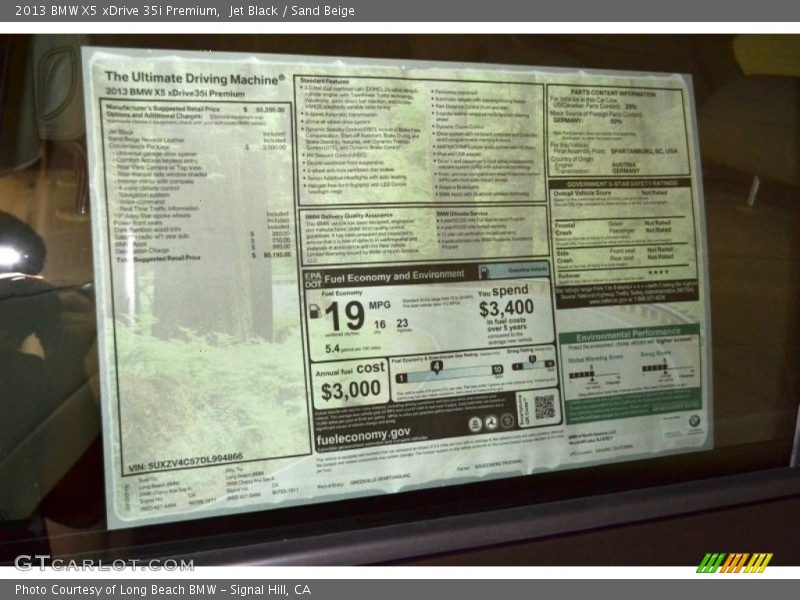 Jet Black / Sand Beige 2013 BMW X5 xDrive 35i Premium