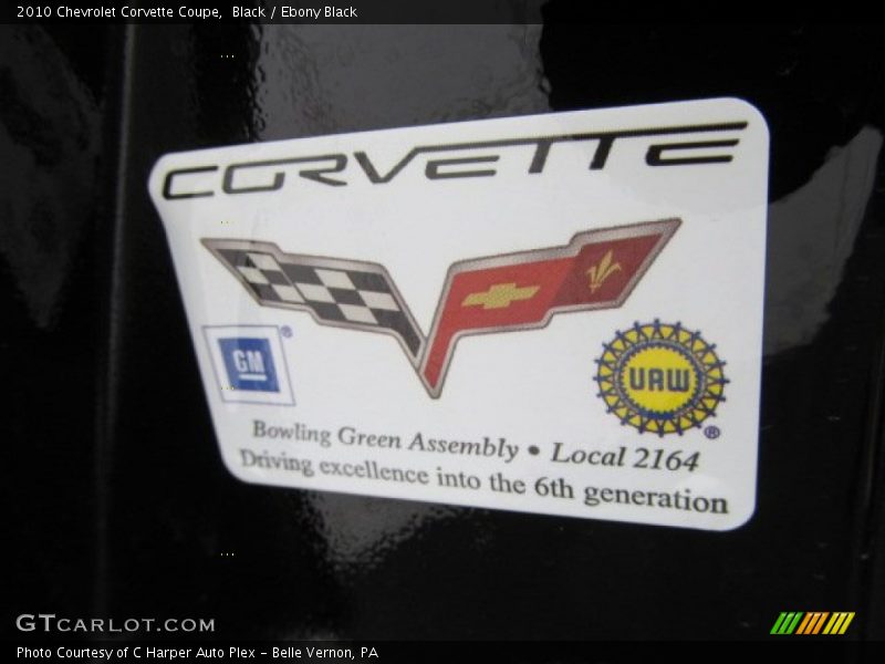 Info Tag of 2010 Corvette Coupe