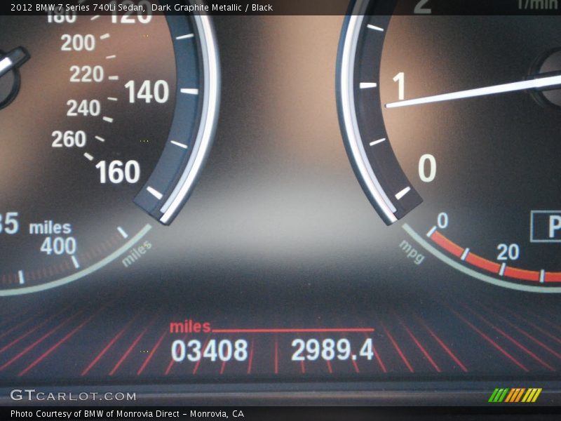 Dark Graphite Metallic / Black 2012 BMW 7 Series 740Li Sedan