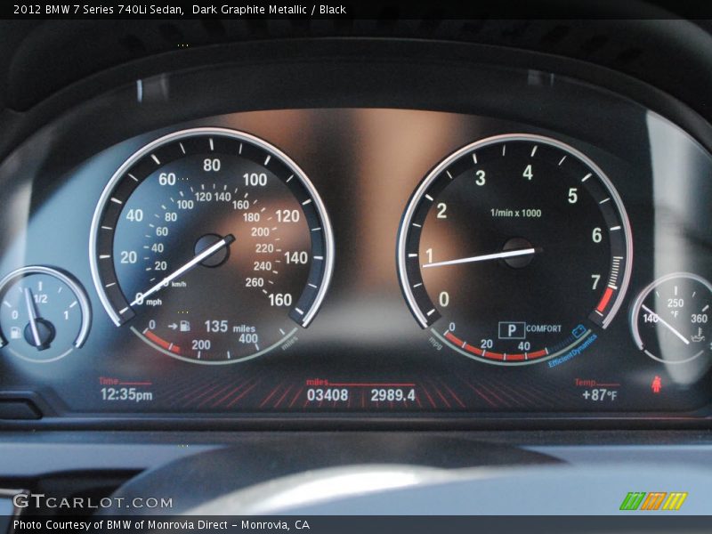 Dark Graphite Metallic / Black 2012 BMW 7 Series 740Li Sedan