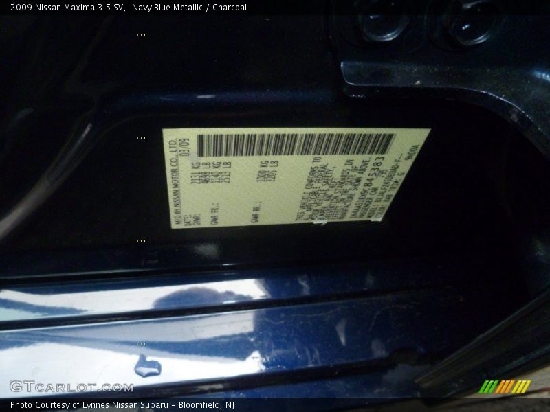 Navy Blue Metallic / Charcoal 2009 Nissan Maxima 3.5 SV