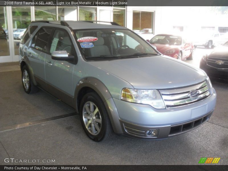 Light Ice Blue Metallic / Medium Light Stone 2008 Ford Taurus X SEL AWD