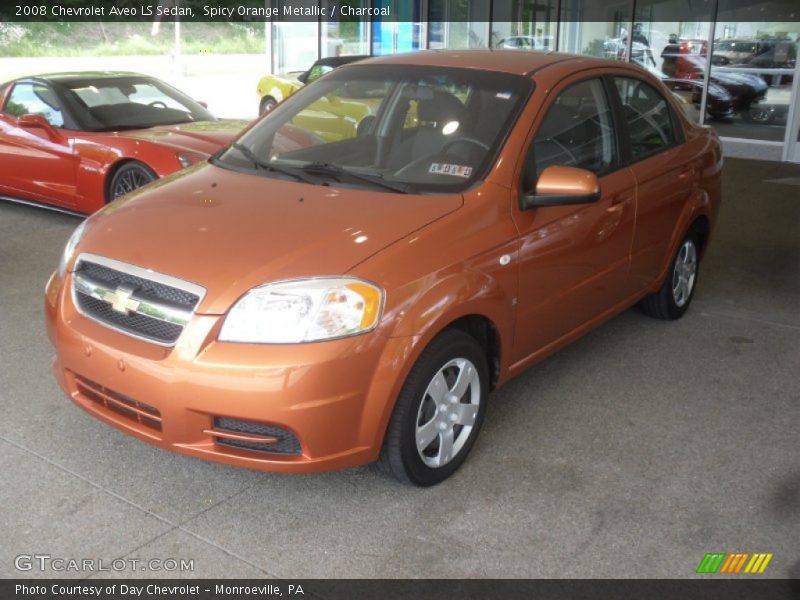 Spicy Orange Metallic / Charcoal 2008 Chevrolet Aveo LS Sedan