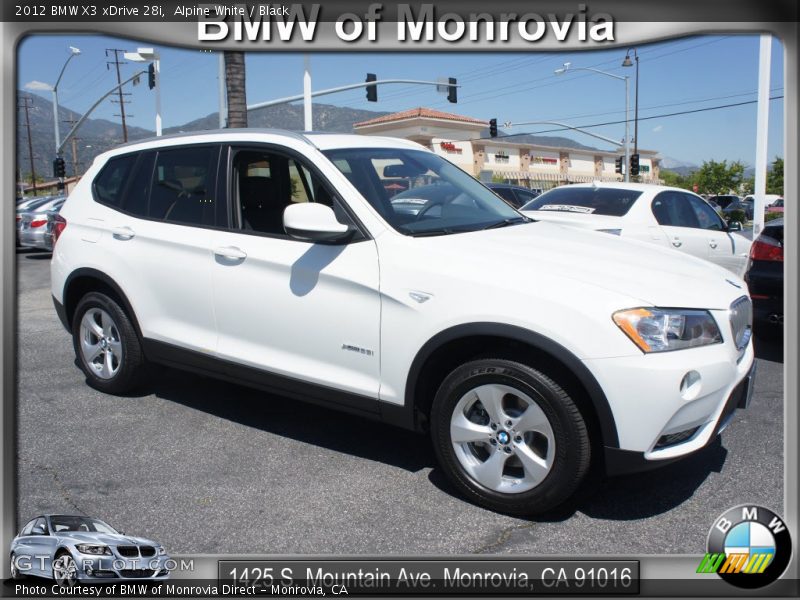 Alpine White / Black 2012 BMW X3 xDrive 28i