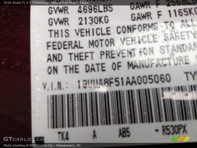 Basque Red Pearl / Taupe 2010 Acura TL 3.5 Technology