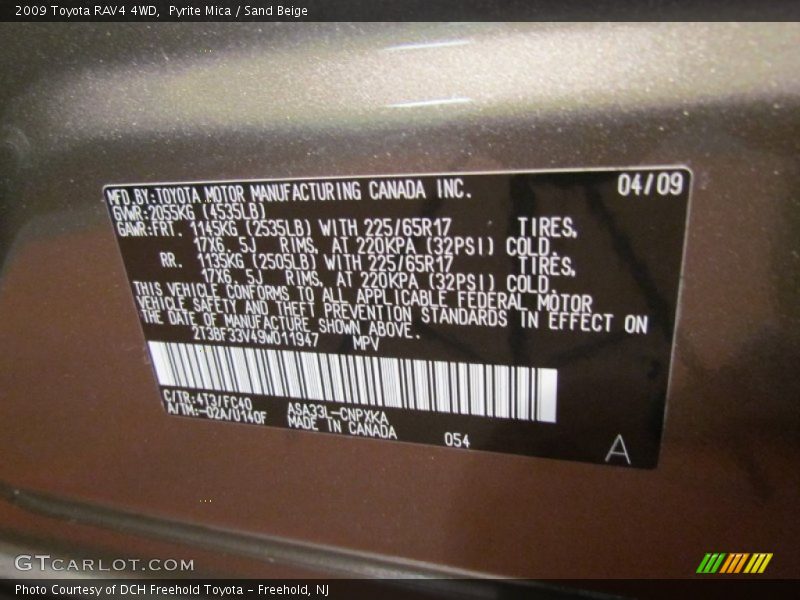 Pyrite Mica / Sand Beige 2009 Toyota RAV4 4WD
