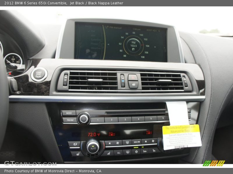 Jet Black / Black Nappa Leather 2012 BMW 6 Series 650i Convertible