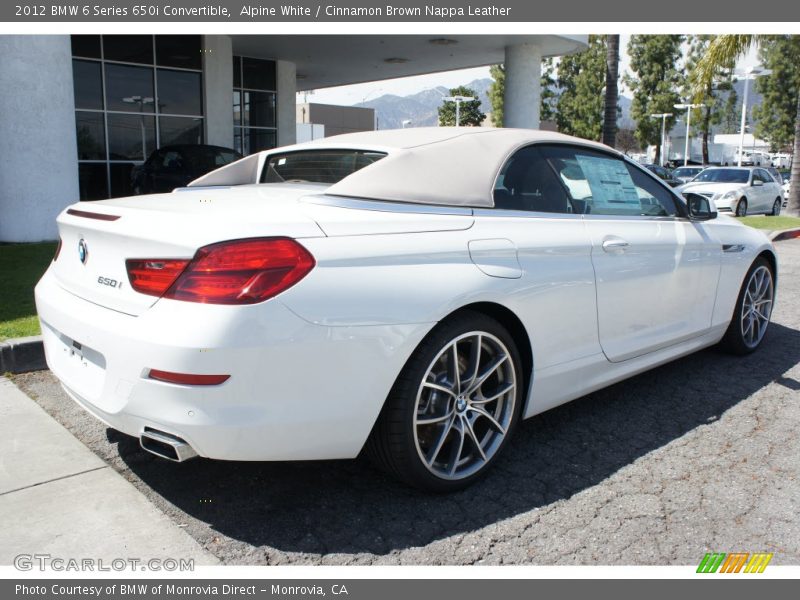 Alpine White / Cinnamon Brown Nappa Leather 2012 BMW 6 Series 650i Convertible