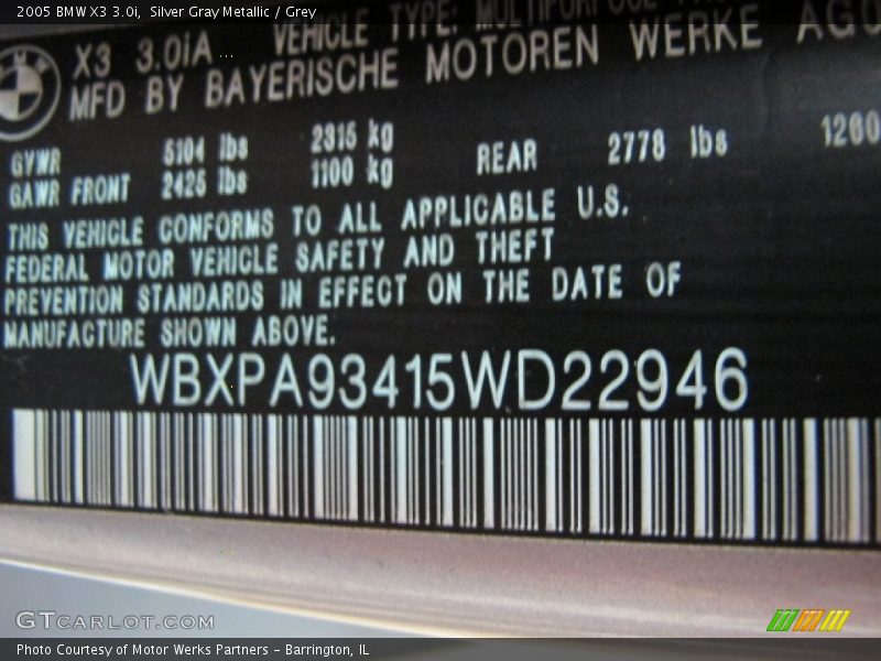 Silver Gray Metallic / Grey 2005 BMW X3 3.0i