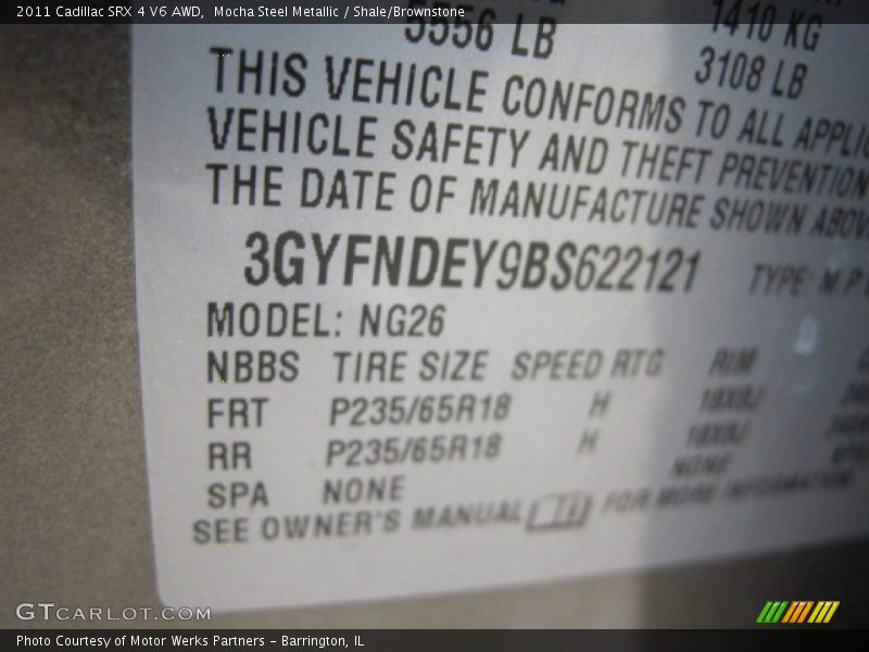 Mocha Steel Metallic / Shale/Brownstone 2011 Cadillac SRX 4 V6 AWD