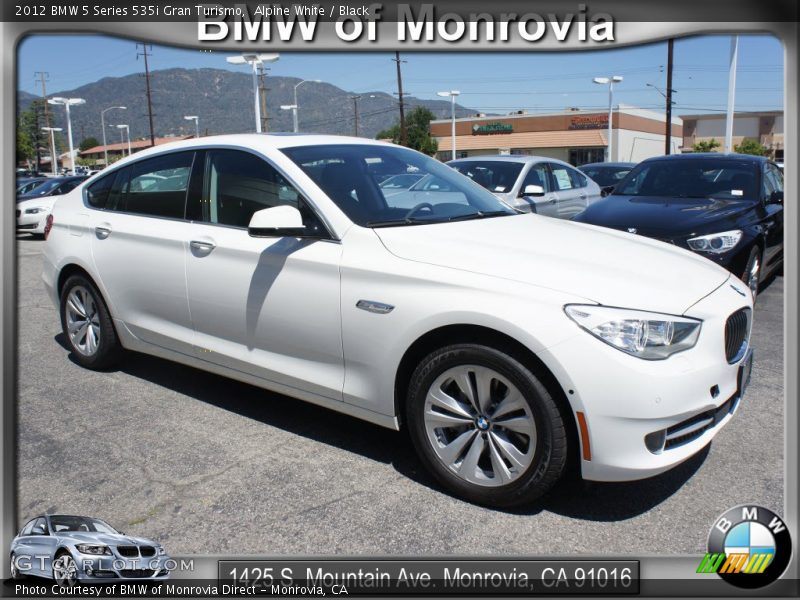Alpine White / Black 2012 BMW 5 Series 535i Gran Turismo