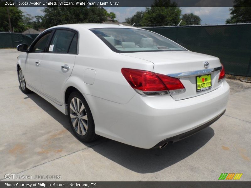 Blizzard White Pearl / Light Gray 2012 Toyota Avalon Limited