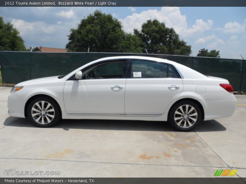 Blizzard White Pearl / Light Gray 2012 Toyota Avalon Limited