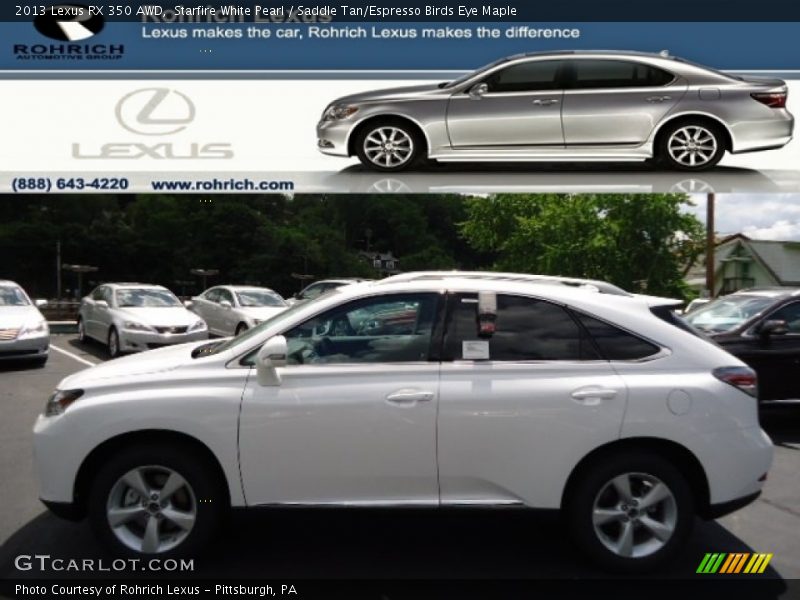 Starfire White Pearl / Saddle Tan/Espresso Birds Eye Maple 2013 Lexus RX 350 AWD