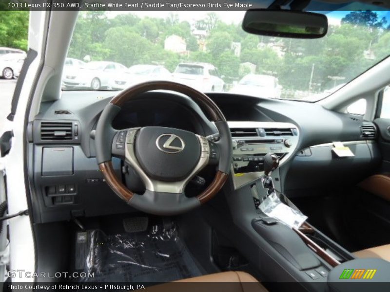 Starfire White Pearl / Saddle Tan/Espresso Birds Eye Maple 2013 Lexus RX 350 AWD