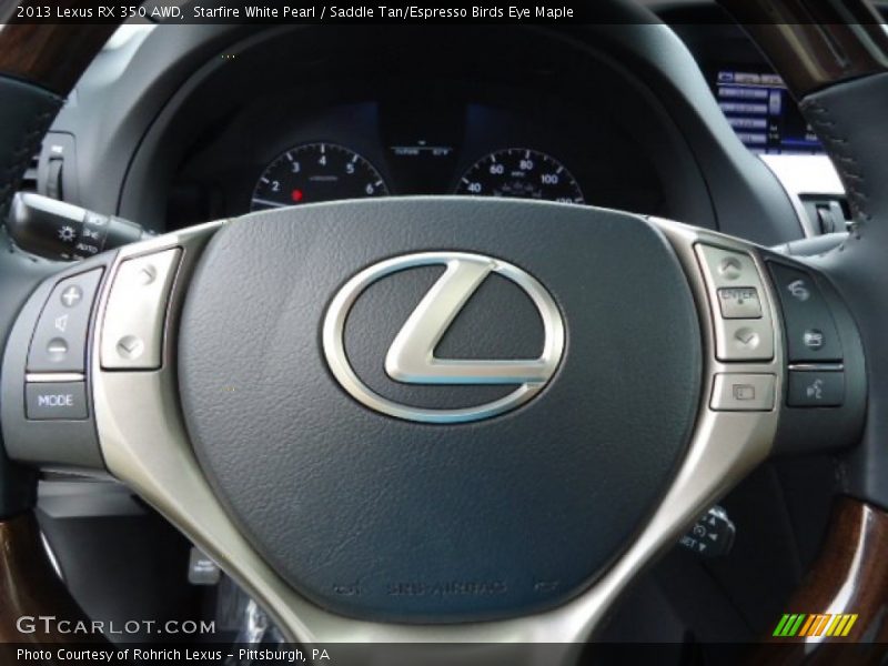 Starfire White Pearl / Saddle Tan/Espresso Birds Eye Maple 2013 Lexus RX 350 AWD