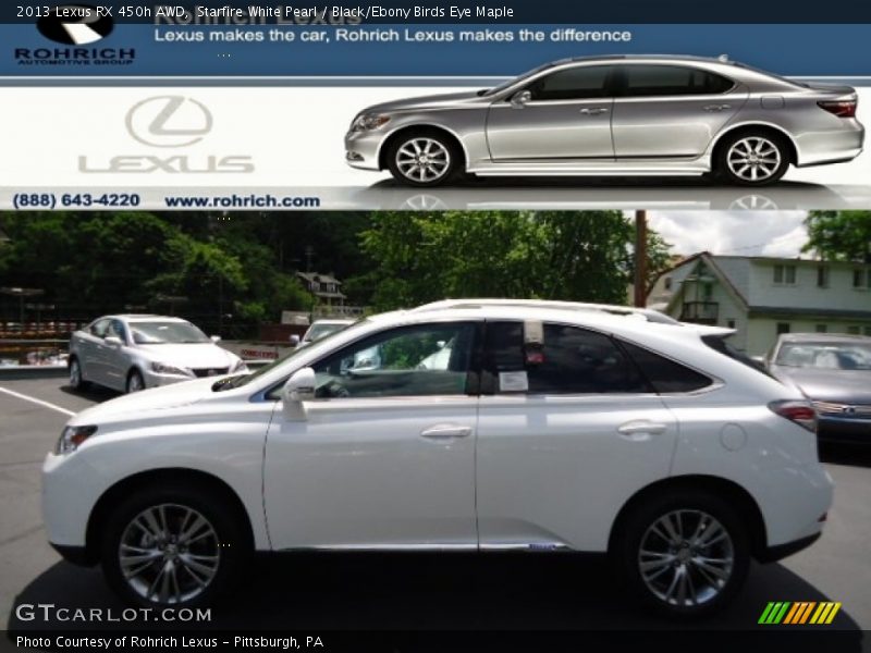 Starfire White Pearl / Black/Ebony Birds Eye Maple 2013 Lexus RX 450h AWD