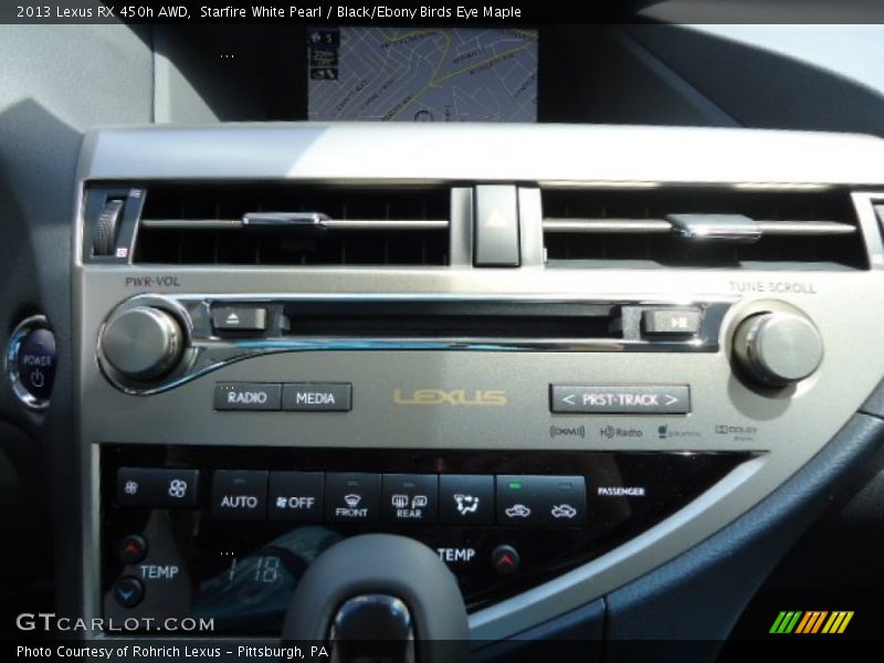 Starfire White Pearl / Black/Ebony Birds Eye Maple 2013 Lexus RX 450h AWD