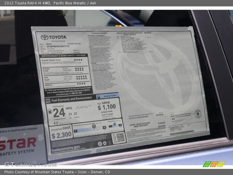 Pacific Blue Metallic / Ash 2012 Toyota RAV4 I4 4WD