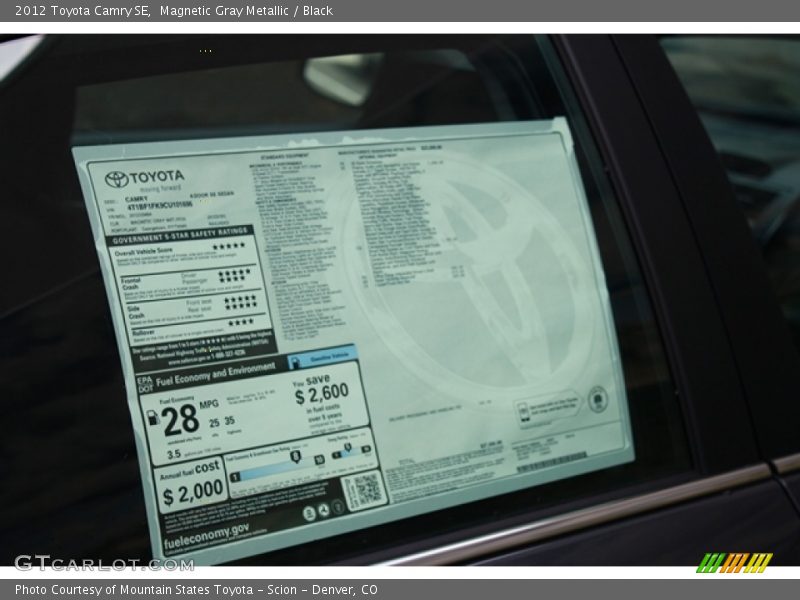 Magnetic Gray Metallic / Black 2012 Toyota Camry SE