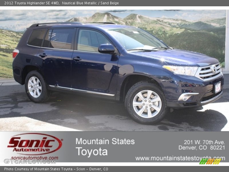 Nautical Blue Metallic / Sand Beige 2012 Toyota Highlander SE 4WD
