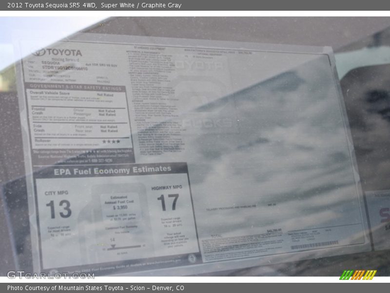 Super White / Graphite Gray 2012 Toyota Sequoia SR5 4WD