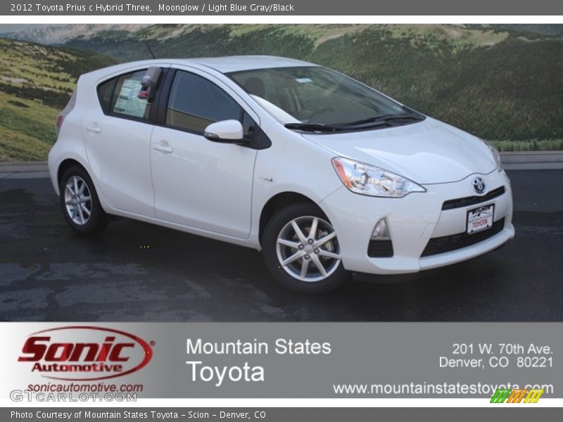Moonglow / Light Blue Gray/Black 2012 Toyota Prius c Hybrid Three