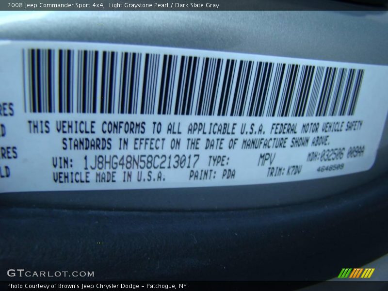 Light Graystone Pearl / Dark Slate Gray 2008 Jeep Commander Sport 4x4