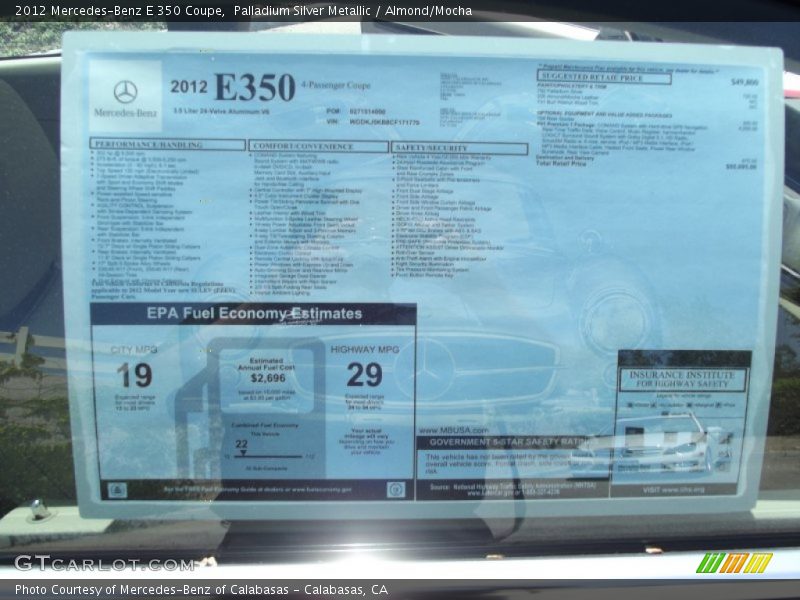 Palladium Silver Metallic / Almond/Mocha 2012 Mercedes-Benz E 350 Coupe