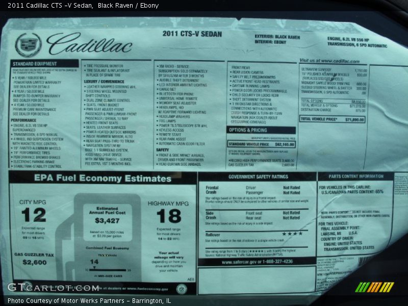 Black Raven / Ebony 2011 Cadillac CTS -V Sedan