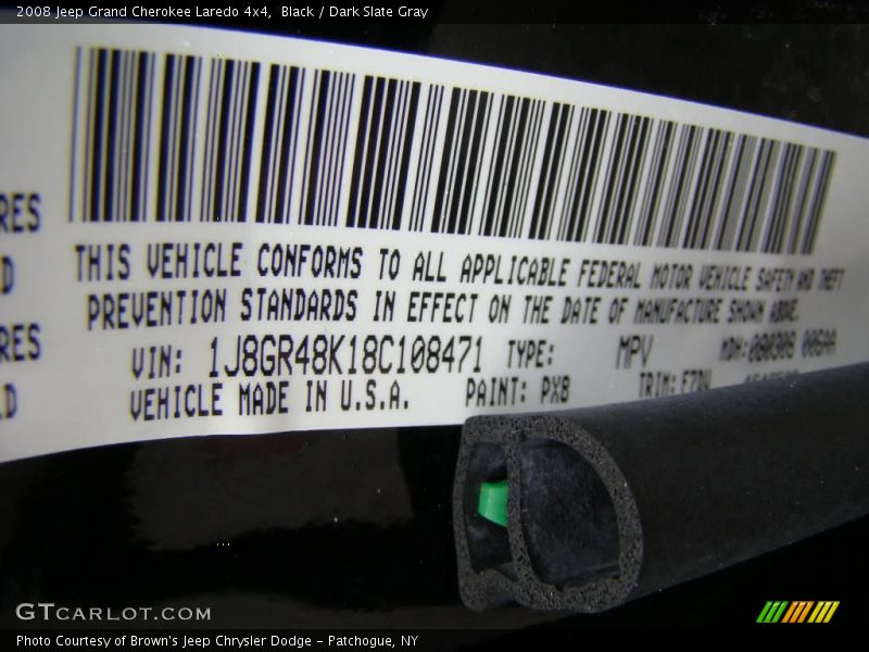 Black / Dark Slate Gray 2008 Jeep Grand Cherokee Laredo 4x4